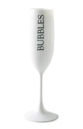 Riviera Maison Plastikk glass hvit sort tekst BUBBLES Champagne glass RM Bubbles Champagne Flute