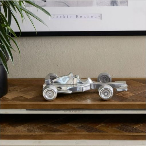Riviera Maison Fomel 1 bil statue dekor ornament sølv aluminium RM Formula 1 Car Statue