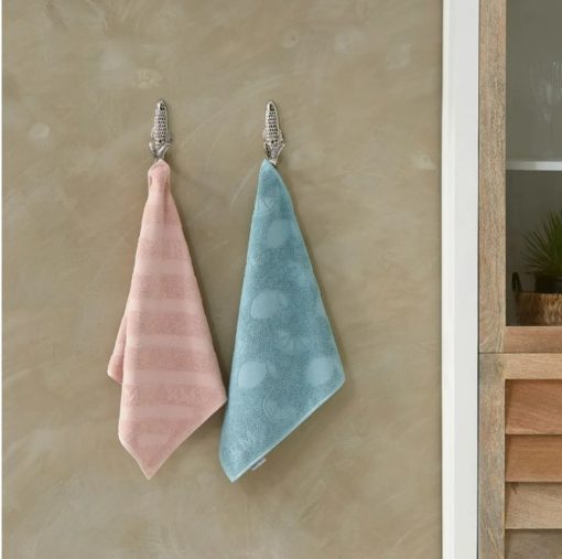 Riviera Maison Kjøkkenhåndkle 2pk rosa/blå m/sitroner og striper RM Summer Vibe Kitchen Towel 2 pcs