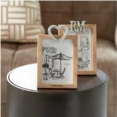 Riviera Maison Ramme Mangotre natur med hjerte i metall RM Hanging Heart Photo Frame 13x18