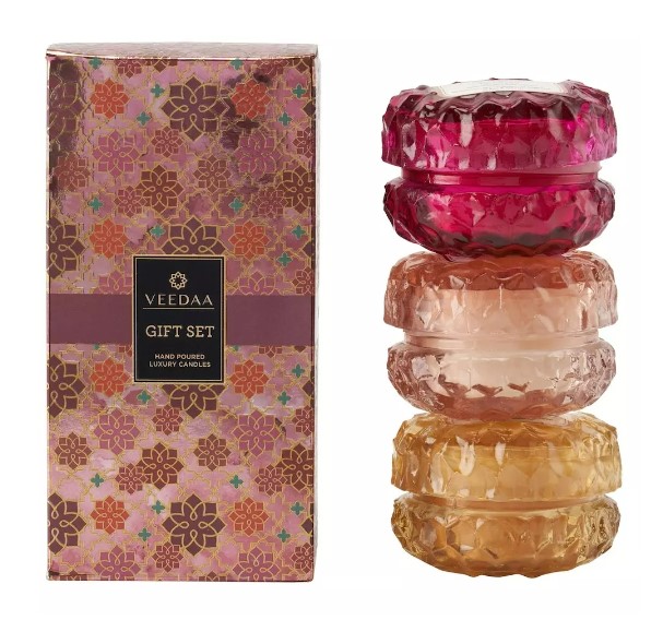 VEEDAA Duftlys Victorian Tea Rose Okergul Dekorativ glass boks VE Crystal glass Candle Single