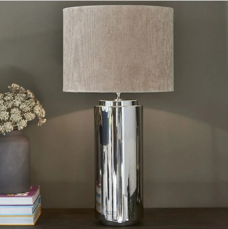 Riviera Maison Lampe fot sølv metall logo RM Bahloe Table Lamp
