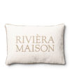 Riviera Maison Putetrekk hvit med gråbeige logo Rivièra Maison Pillow Cover 65x45