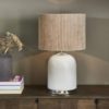 Riviera Maison Lampe fot glassbase perlemor sølv sokkel metall logo RM Elba Table Lamp