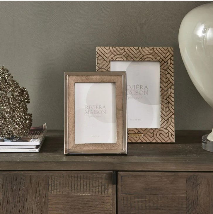 Riviera Maison Ramme Mangotre natur sølv logo RM Wood Structure Photo Frame 15x10