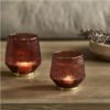 Riviera Maison Telysholder, lysglass telysglass burgunder ribbeglass med gullkant RM Eliane Votive S