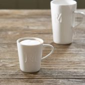 Riviera Maison Kopp kaffekopp håndlaget hvit porselen RM Monogram Coffee Mug