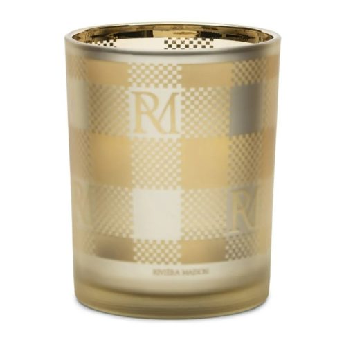 Riviera Maison Telysholder lysglass Gyllen gull rute mønster tekstur RM Apache Votive