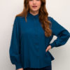 Bluse CRNola Long Sleve Shirt Gibaltar Sea blå langermet skjorte med krage 50%Visc, 40%nyl, lyo