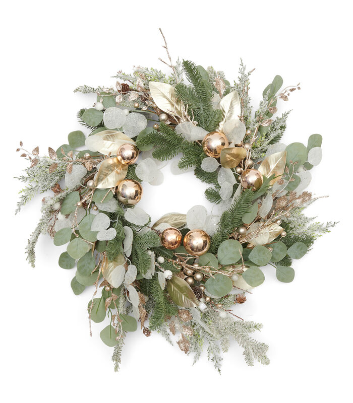Riviera Maison Krans vinter jul dekorert krans eucalyptus gran RM Christmas Is Gold Wreath Dia 71 cm