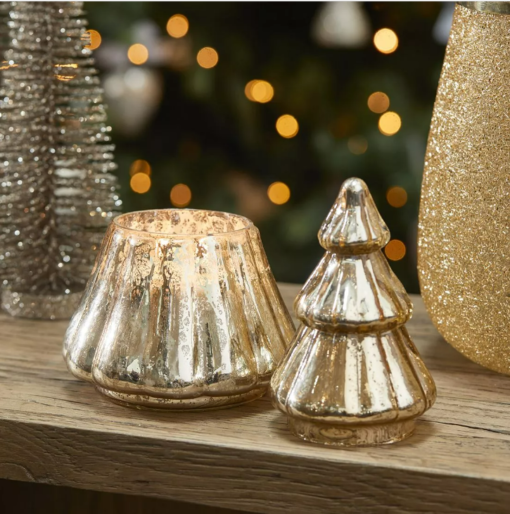 Riviera Maison Duftlys håndlaget glass gyllent gull tre telysholder dekor RM Tree Scented Candle