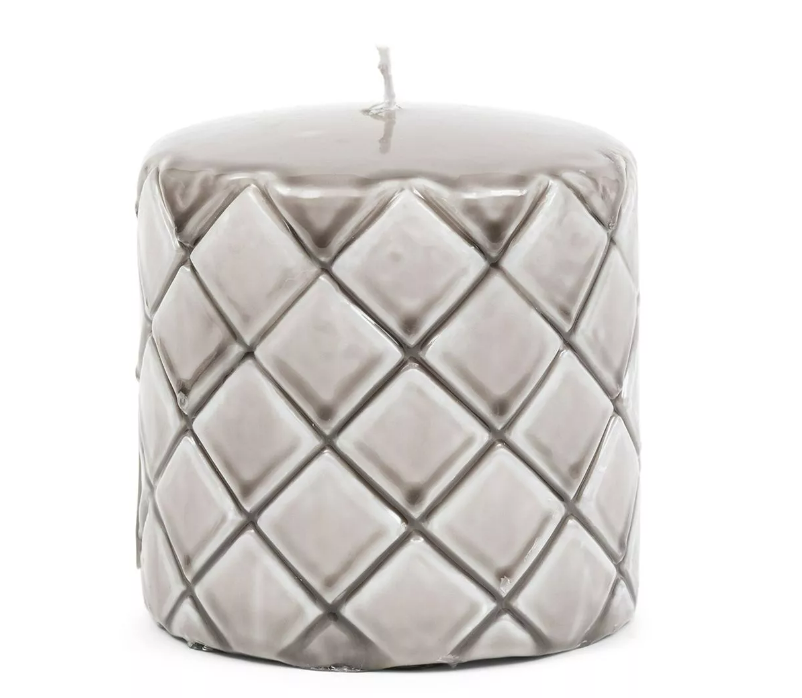 Riviera Maison Dekor Kubbelys Lakk lin Diamant mønster RM Pillar Candle Padded flax 9,5x10