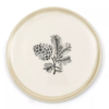 Riviera Maison Tallerken håndlaget hvit Porselen m sort kongle trykk RM Dusty Pine Cone Dinner Plate