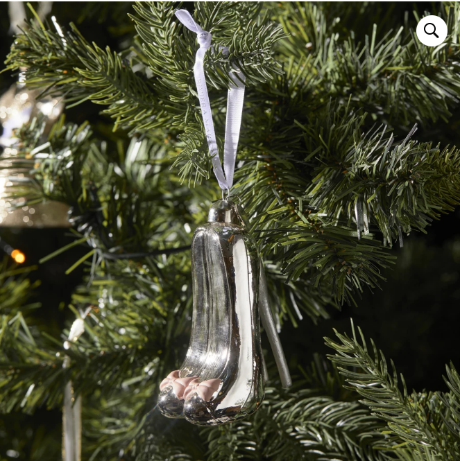 Riviera Maison Julekule dekor kule heng metall sølv rosa sløyfe RM High Heels Christmas Ornament