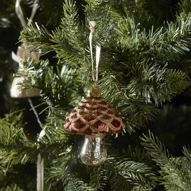 Riviera Maison Julekule dekor kule heng sopp glass gull glitter RM Sparkling Mushroom Ornament