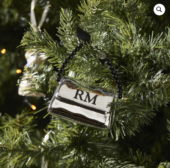 Riviera Maison Julekule dekor kule heng veske sølv sort gull emblem RM Classic Handbag Ornament