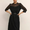 Kjole CRGila Lace Dress Zally fit Pitch Black sort blonder, m/underkjole og avtagbart belte poly ela