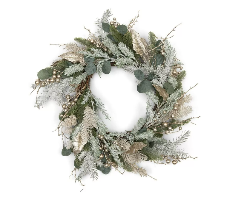 Riviera Maison Krans vinter jul dekorert krans grønt natur RM Jingle Bell Christmas Wreath D55cm