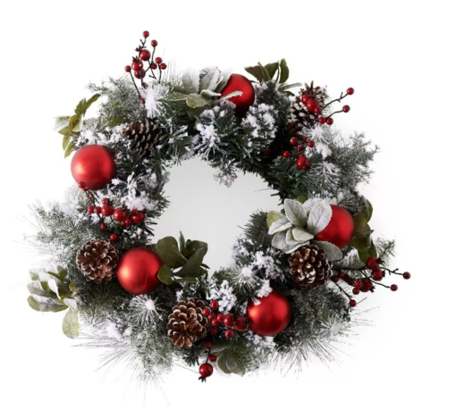 Riviera Maison Krans vinter jul dekorert krans grønt natur RM Classic NY Christmas Wreath 65 cm