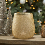 Riviera Maison Telysholder lysglass telysglass glitter gull gyllen RM Christmas Sparkle Hurricane