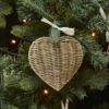 Riviera Maison Julekule hjerte natur med bånd diamond waved RM Rustic Rattan Loving Heart Ornament
