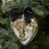 Riviera Maison Julekule XL dekor hjerte antikk sølv m sort sløyfe RM Classic Decoration Heart silver