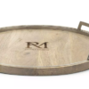 Riviera Maison Serveringsbrett fat natur håndlaget mangotre metall hanker RM Coventry Serving Tray