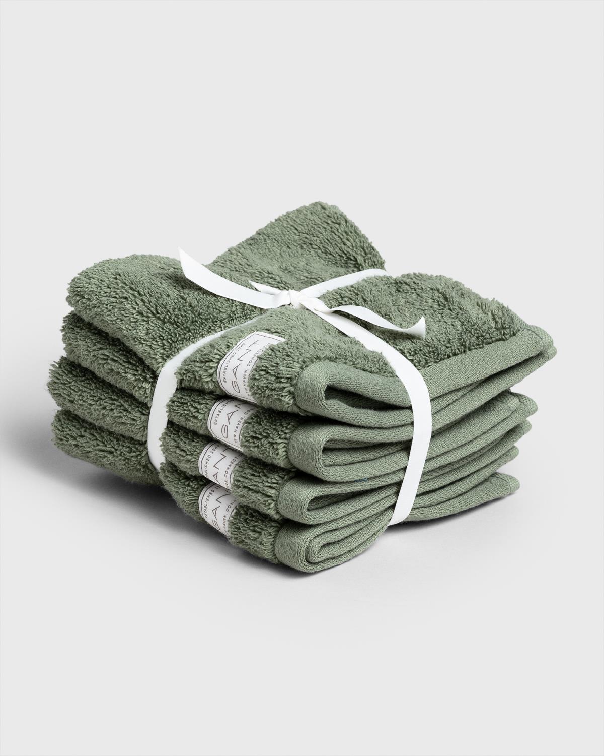 GANT ORGANIC PREMIUM TOWEL 30X30 4pak grønn,grå,brun,mørkeblå ++