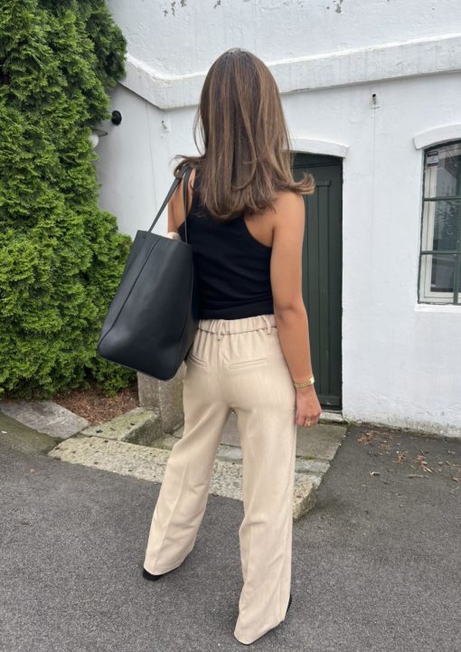 yaslikka wide pants sort og beige