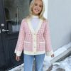 YasLiviana ls knit cardigan rosa/off-white