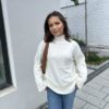 yasbabette ls knit pullover blå og off-white