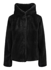 Ella & il charlie fake fur jacket sort m/hette