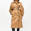 Ganni Bonded cotton trench coat beige