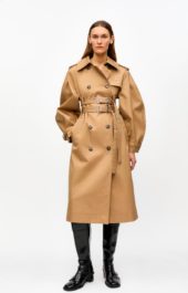 Ganni Bonded cotton trench coat beige