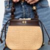 Ganni bou bucket bag raffia seal brown