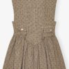 Ganni Flock check suiting corset mini dress beige