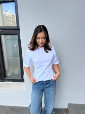 Ganni Heavy cotton tie back waisted t-shirt white