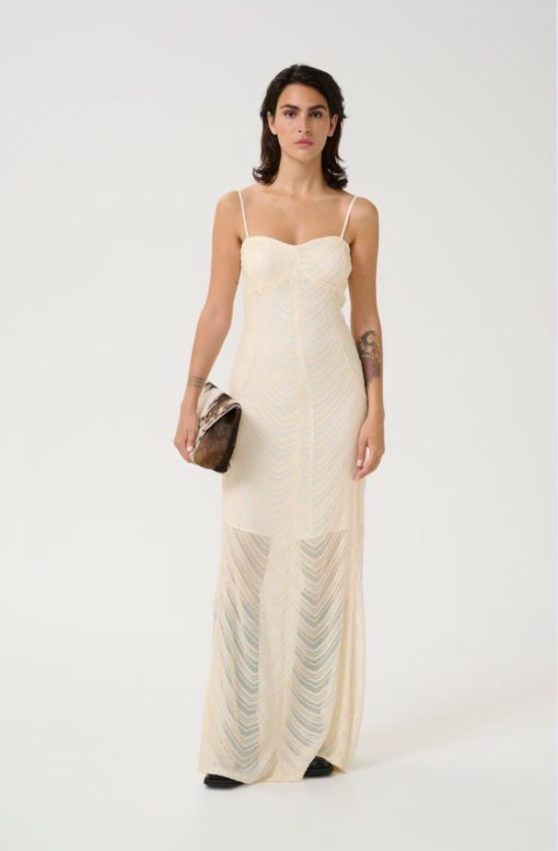 Gestuz Glira long dress cream