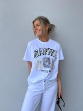Ganni Basic cotton jersey animals hvit
