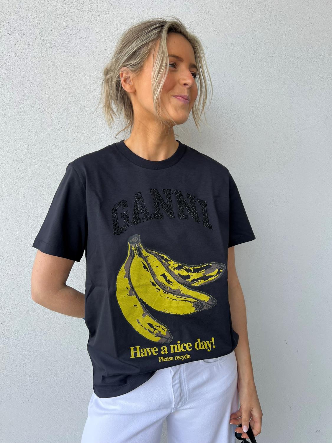 Ganni basic cotton jersey banana sort