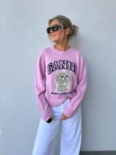 Ganni Graphic wool mix rosa