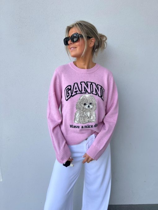 Ganni Graphic wool mix rosa