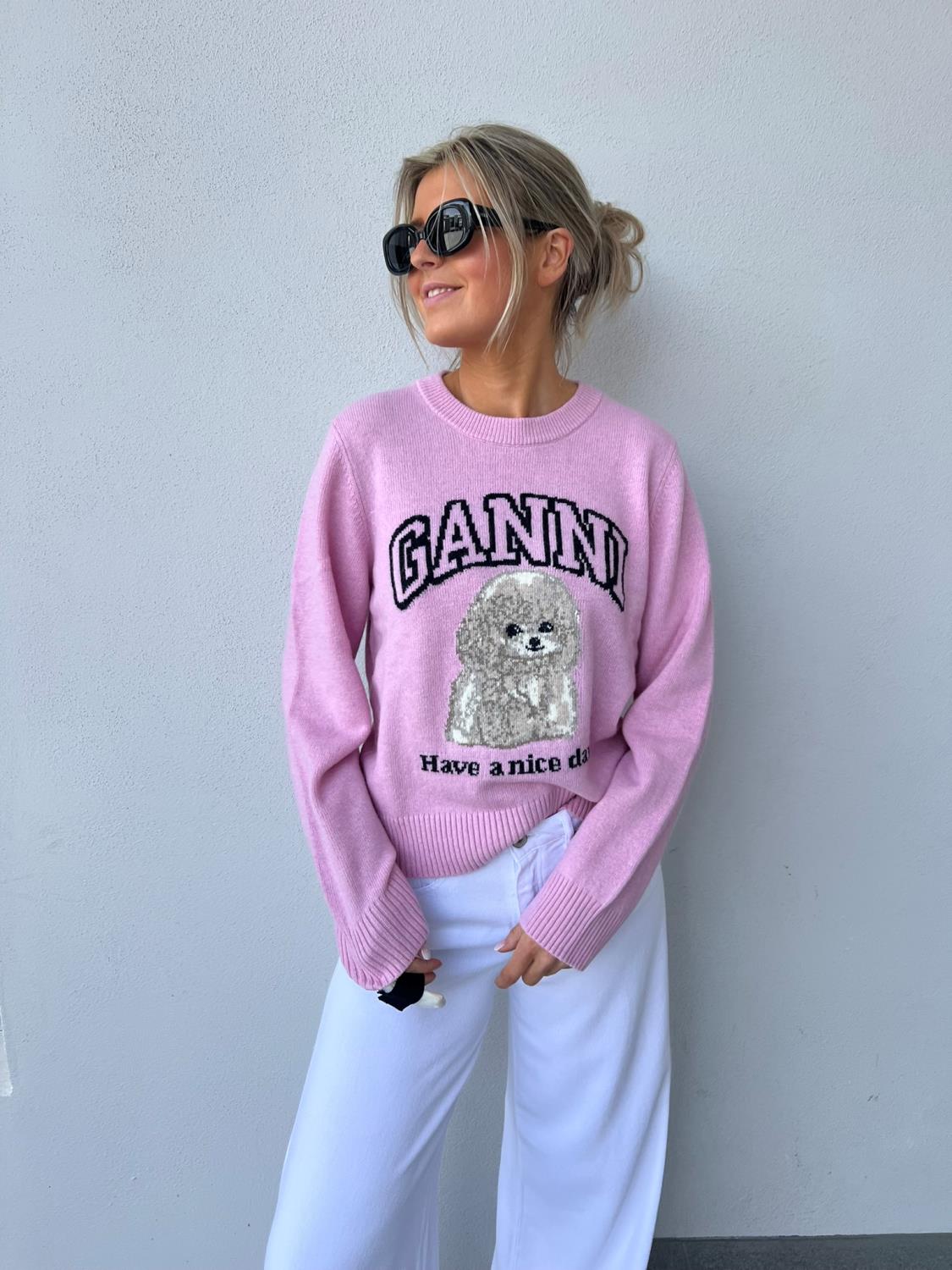 Ganni Graphic wool mix rosa