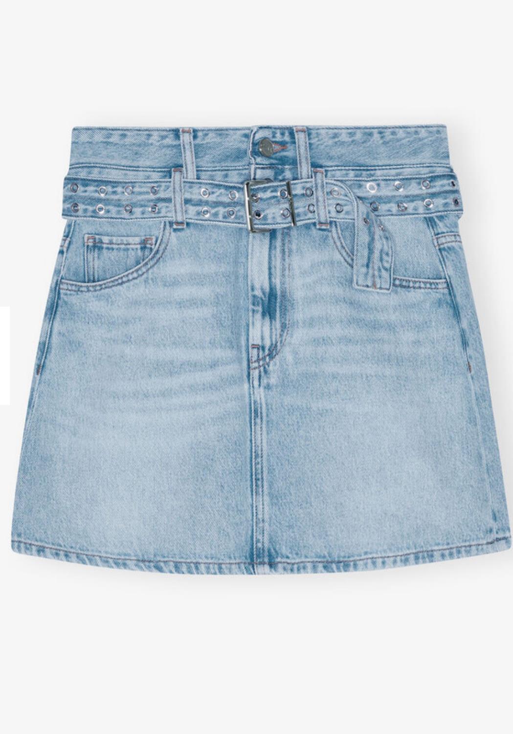 Ganni denim skjørt m/avtagbart belte