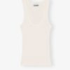 Ganni heavy rib jersey tank top off-white