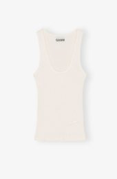 Ganni heavy rib jersey tank top off-white