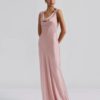 Malina Leah cowl satin maxi dress rosa