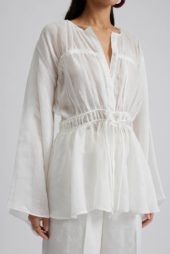 Malina Mira detail ramie blouse off-white