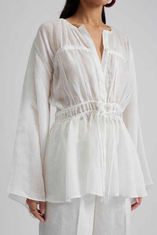 Malina Mira detail ramie blouse off-white