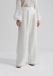 Malina Mya double pleat wide linen pants off-white